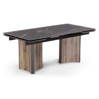 Керамический стол Саливан 180x90 nero marquina / дуб бомонд лофт