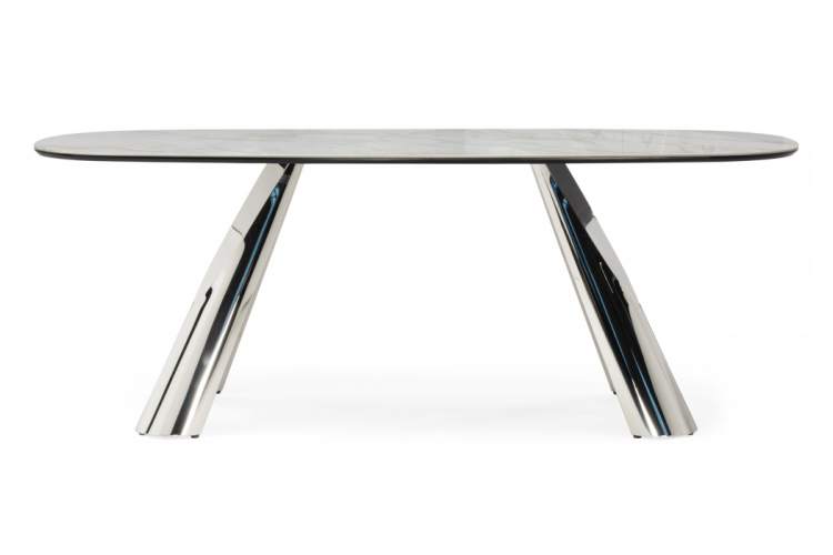 Керамический стол Танго 200х200х90 белый мрамор carla larkin / хром-8