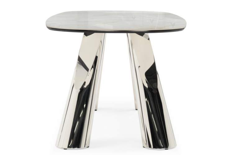 Керамический стол Танго 200х200х90 белый мрамор carla larkin / хром-9