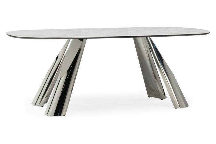 Керамический стол Танго 200х200х90 белый мрамор carla larkin / хром