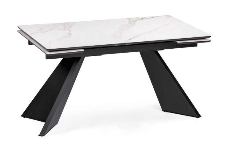 Керамический стол Ливи 140(200)х80х78 белый мрамор / черный-1