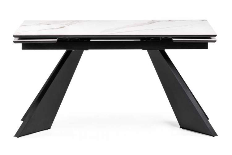 Керамический стол Ливи 140(200)х80х78 белый мрамор / черный-3