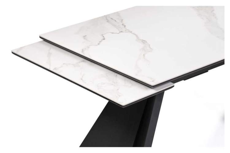 Керамический стол Ливи 140(200)х80х78 белый мрамор / черный-5