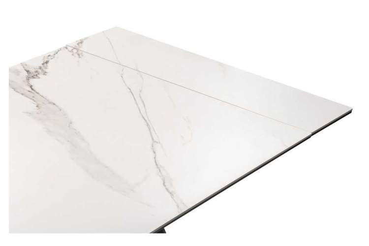 Керамический стол Ливи 140(200)х80х78 белый мрамор / черный-6