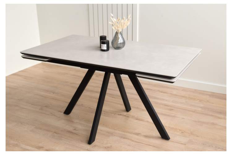 Керамический стол Вилли 140(200)х80 carmen light grey / черный-8