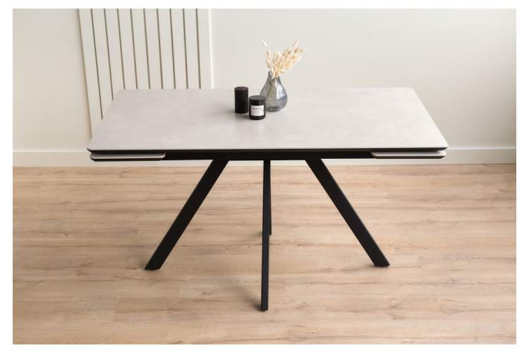 Керамический стол Вилли 140(200)х80 carmen light grey / черный-9