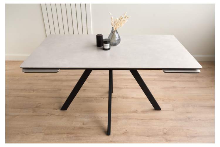 Керамический стол Вилли 140(200)х80 carmen light grey / черный-10