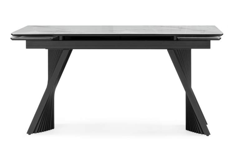 Стол стеклянный Вейв 140(200)х80 кристл белый мрамор / черный-8
