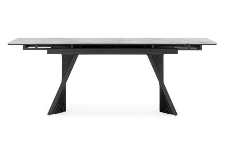 Стол стеклянный Вейв 140(200)х80 кристл белый мрамор / черный-10