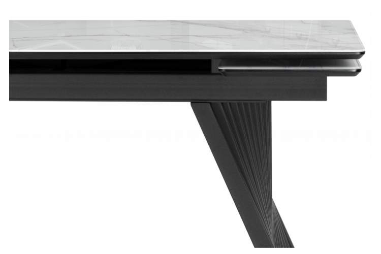 Стол стеклянный Вейв 140(200)х80 кристл белый мрамор / черный-11