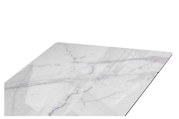 Стол стеклянный Вейв 140(200)х80 кристл белый мрамор / черный-13