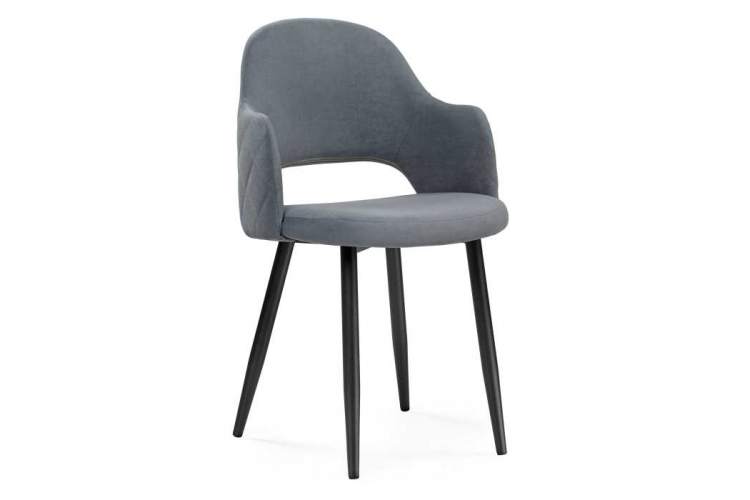 Стул на металлокаркасе Гутрид ромбы сзади без складок серый / черный-1