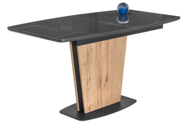 Стол стеклянный Теон дуб антор натуральный / графит