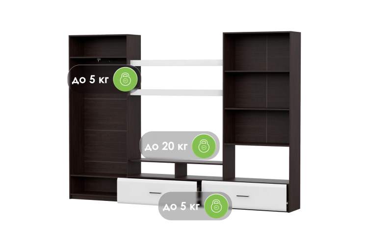 Готовая гостиная Jimenez дуб венге / белый глянец-9