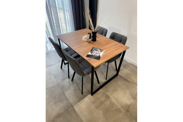 Стол деревянный Лиман 117 (157) x 77 дуб крафт золотой / черный матовый-3