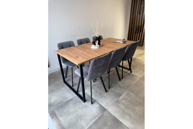 Стол деревянный Лиман 117 (157) x 77 дуб крафт золотой / черный матовый-16