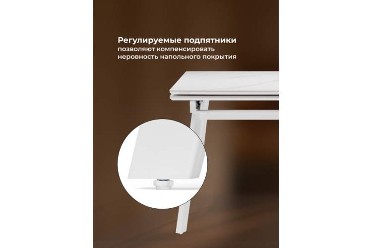 Керамический стол Норман 140 (200) х 80 белый мрамор alpin white / snow white / белый-7