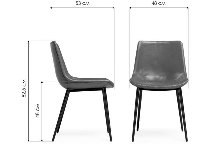 Стул на металлокаркасе Алеида серая экокожа / черный глянец-1