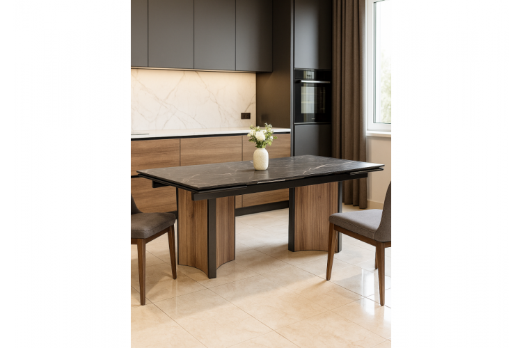 Керамический стол Саливан 180x90 nero marquina / дуб бомонд лофт-1