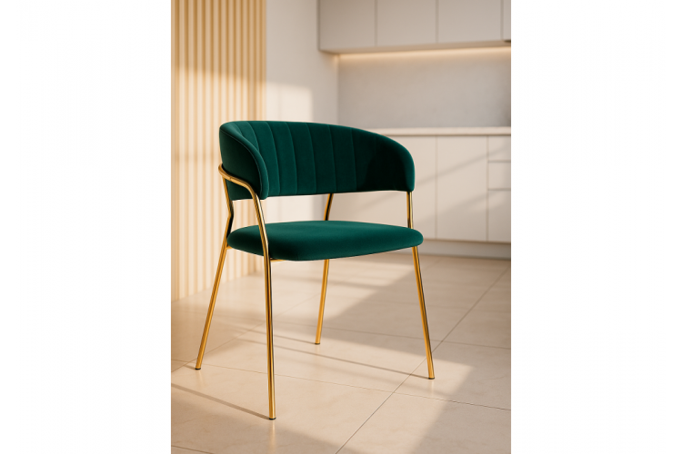 Стул на металлокаркасе Kamelia зеленый / золото-1