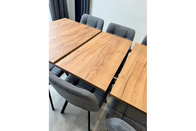 Стол деревянный Лиман 117 (157) x 77 дуб крафт золотой / черный матовый-15