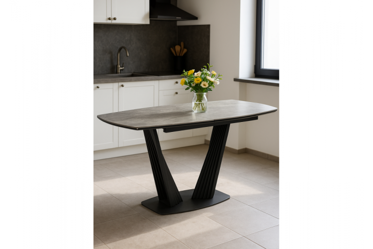 Керамический стол Вейл 140(180)х80 larka grey / черный-1