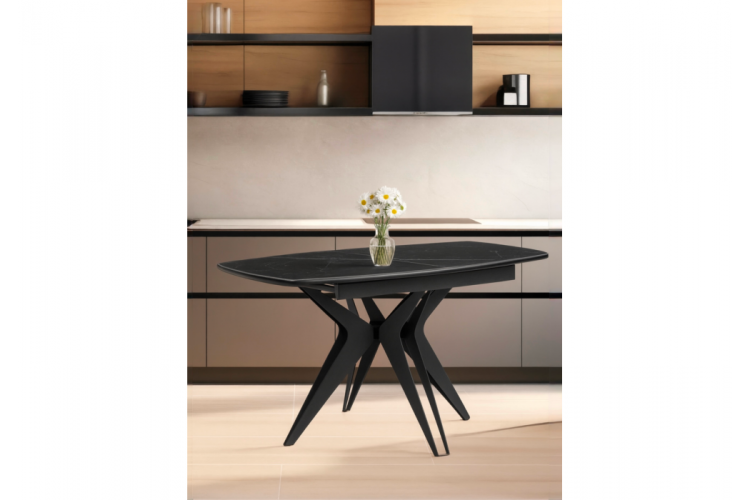 Керамический стол Риполь 160(205)х89 черный мрамор shakespeare black / черный-1