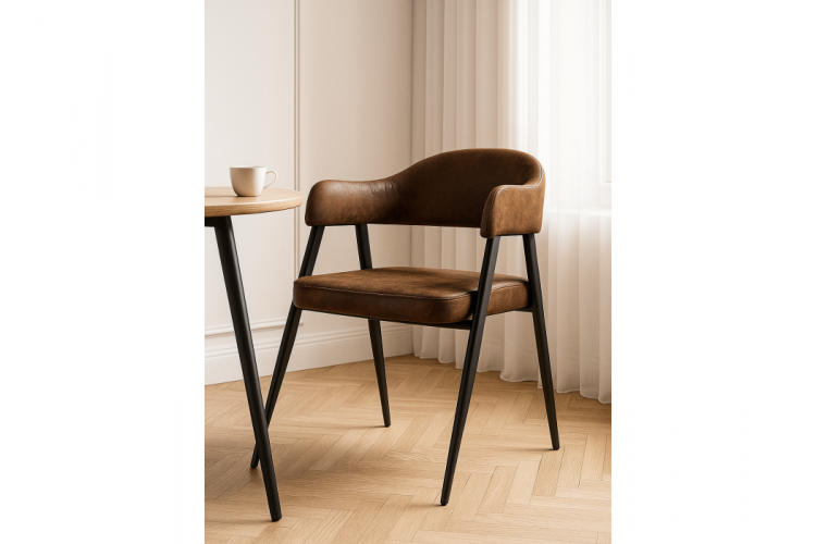 Стул на металлокаркасе Twin brown / black-1