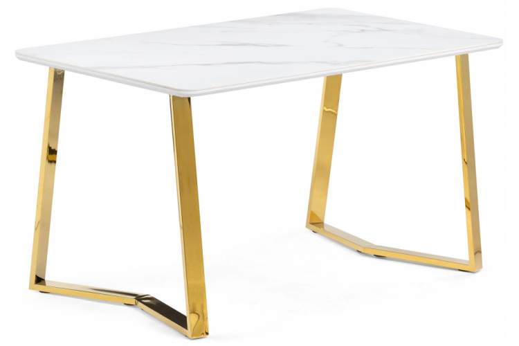 Керамический стол Селена 1 160х90х77 белый мрамор / золото