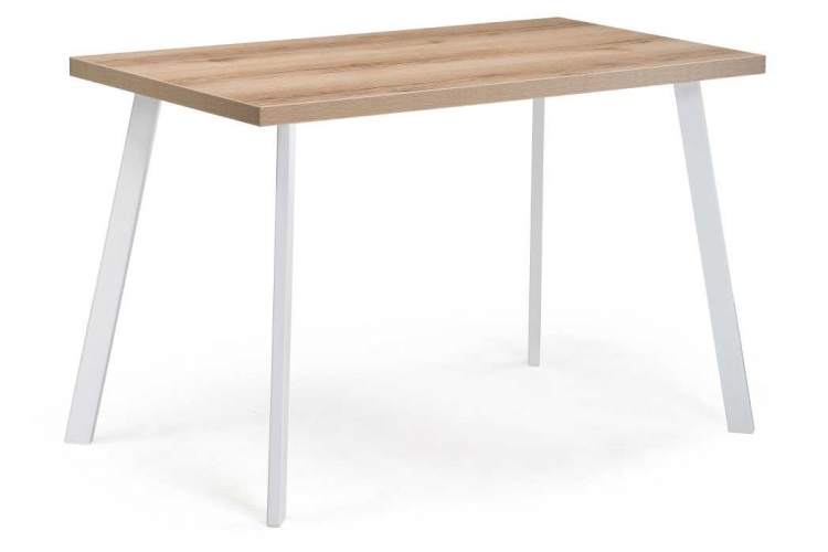 Тринити Лофт 120х60х75 25 мм дуб делано светлый / матовый белый Стол деревянный
