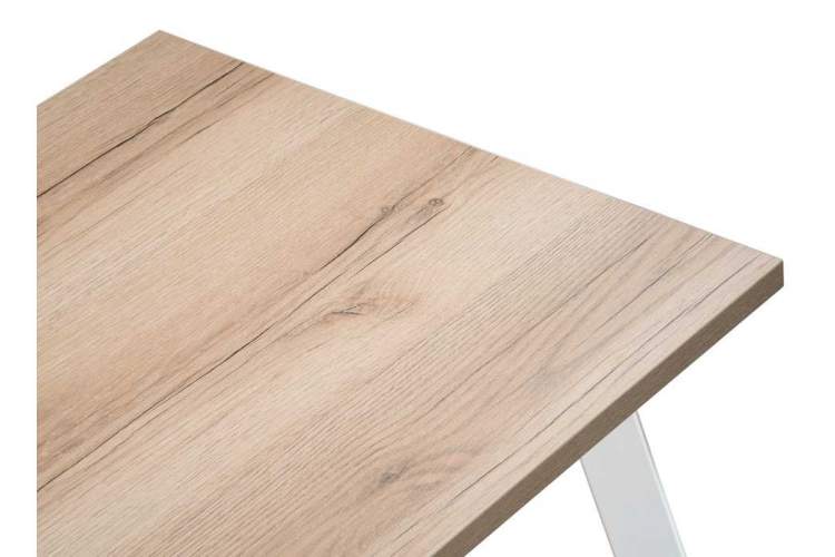 Тринити Лофт 120х60х75 25 мм дуб делано светлый / матовый белый Стол деревянный-3