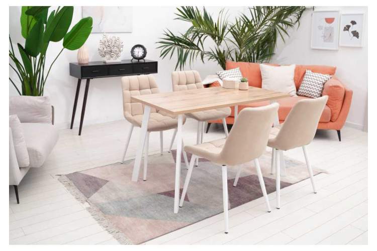 Тринити Лофт 120х60х75 25 мм дуб делано светлый / матовый белый Стол деревянный-5