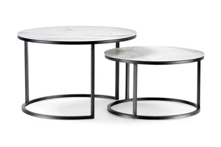 Журнальный стол Плумерия белый мрамор / черный