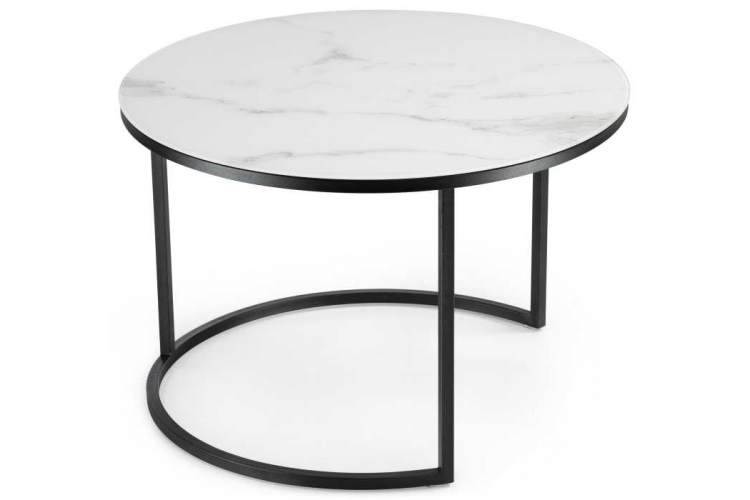 Журнальный стол Плумерия белый мрамор / черный-1
