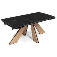 Керамический стол Шаннон 180(240)х90х79 черный мрамор / дуб монтана