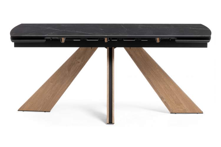 Керамический стол Шаннон 180(240)х90х79 черный мрамор / дуб монтана-2