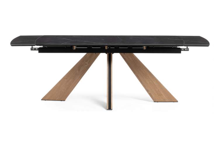 Керамический стол Шаннон 180(240)х90х79 черный мрамор / дуб монтана-3