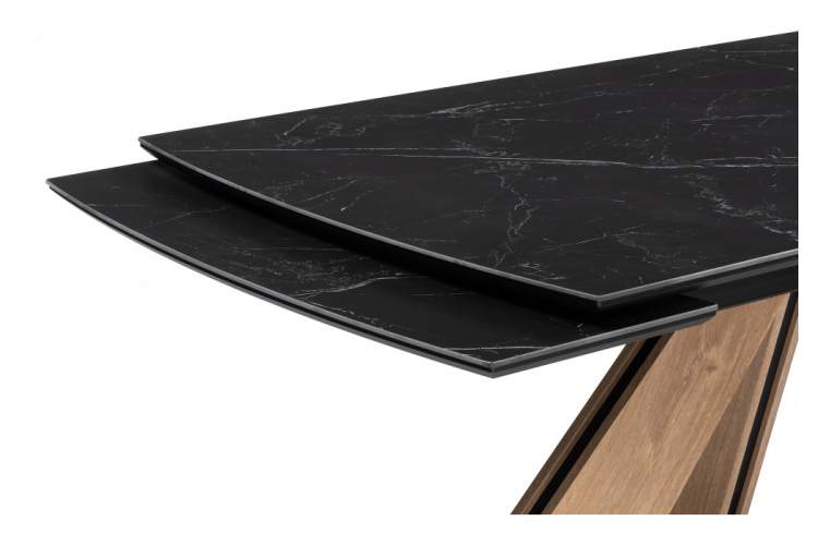 Керамический стол Шаннон 180(240)х90х79 черный мрамор / дуб монтана-6