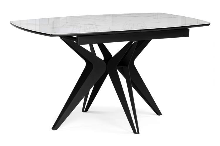 Стол стеклянный Риполь 140(180)х80 статуарио / черный