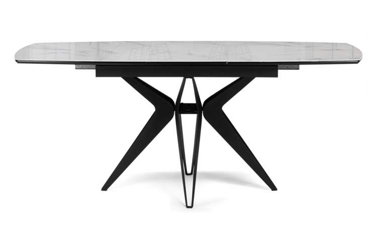 Стол стеклянный Риполь 140(180)х80 статуарио / черный-7