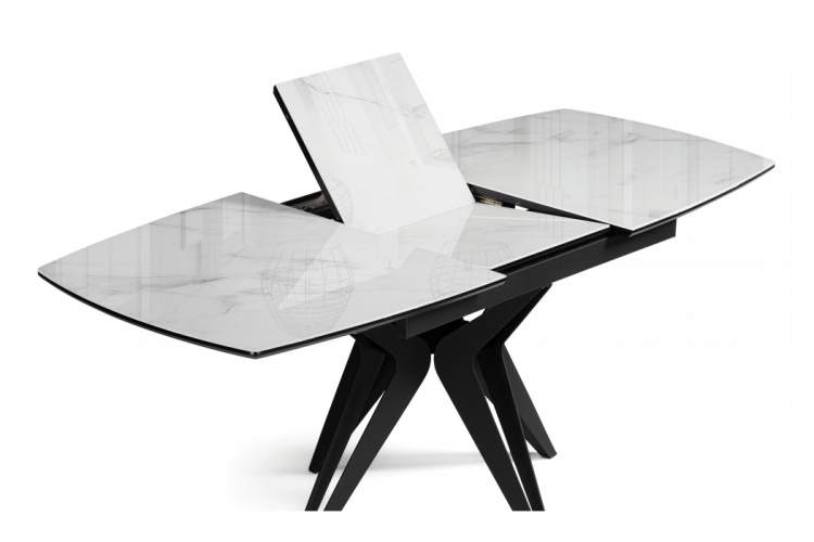Стол стеклянный Риполь 140(180)х80 статуарио / черный-9