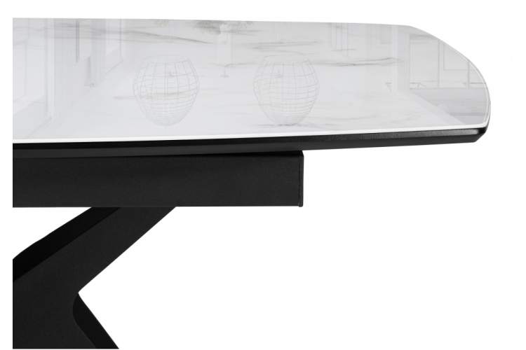 Стол стеклянный Риполь 140(180)х80 статуарио / черный-10