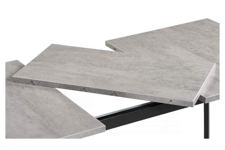 Стол деревянный раскладной Колон Лофт 120 25 мм бетон / черный матовый-6