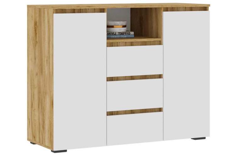 Комод Элла КМ 01 белый / дуб крафт золото