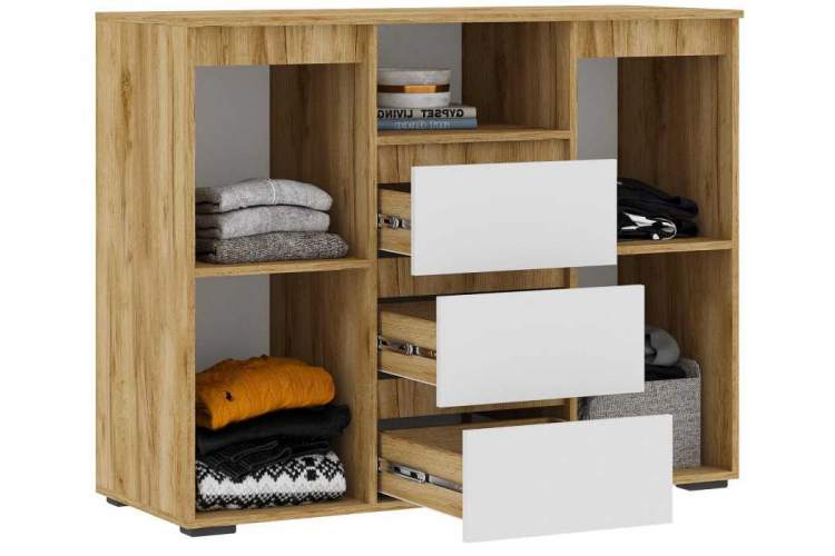 Комод Элла КМ 01 белый / дуб крафт золото-1