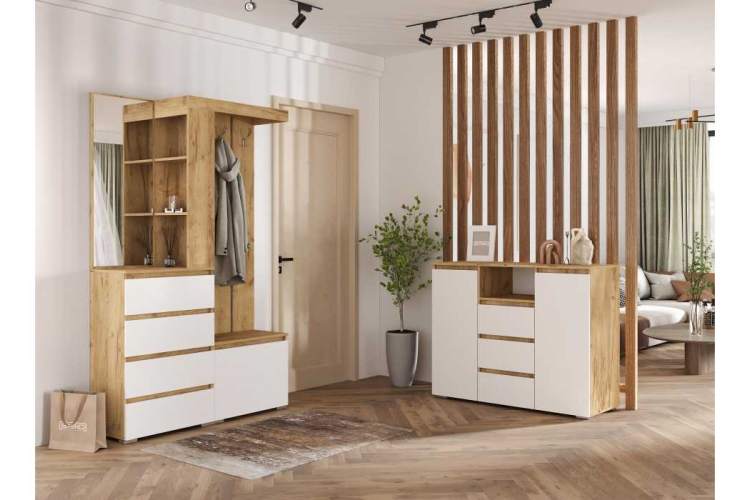 Комод Элла КМ 01 белый / дуб крафт золото-2