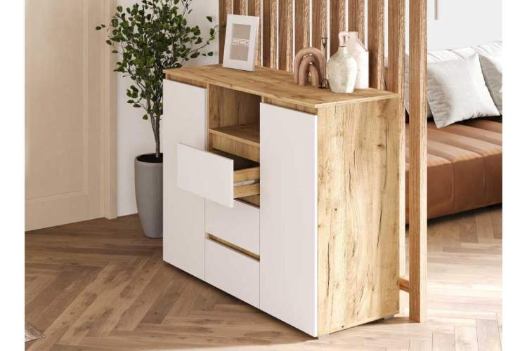 Комод Элла КМ 01 белый / дуб крафт золото-3