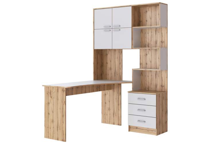 Компьютерный стол Ганор левый дуб вотан / белый