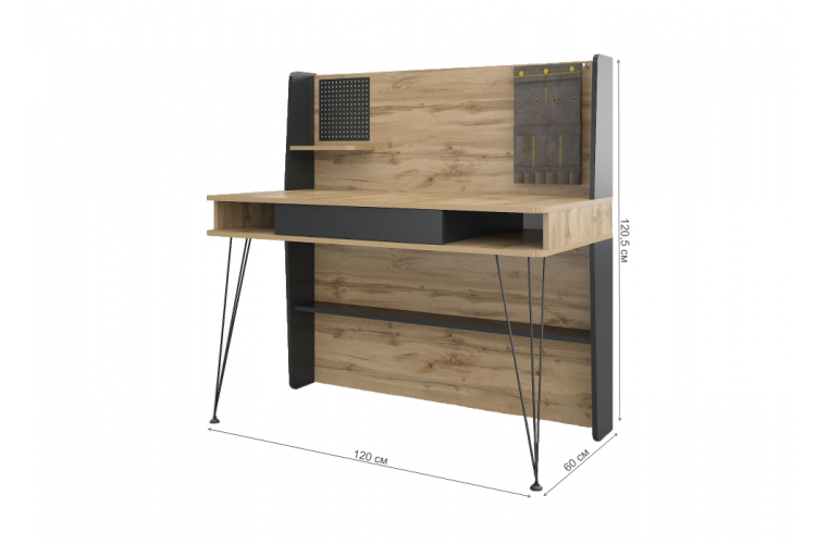 Компьютерный стол Нобира антрацит / дуб ирландский-3