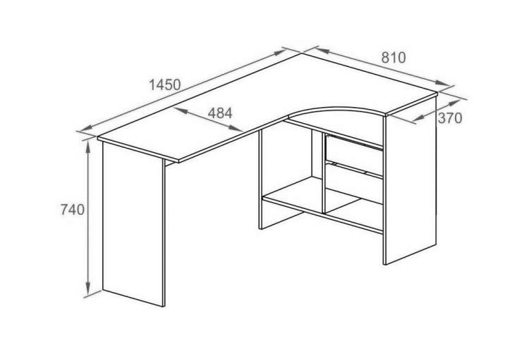 Компьютерный стол СПм-25 правый белый-1
